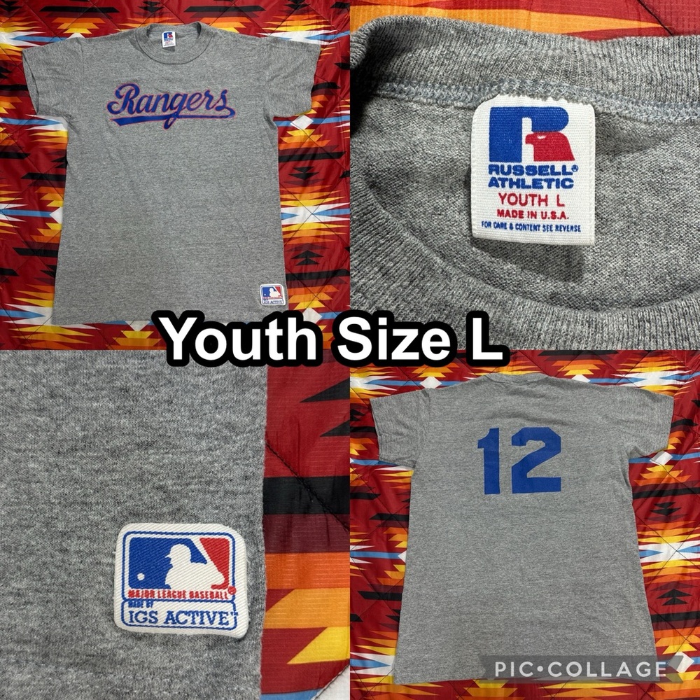 MLB Texas Rangers Russell Athletic Youth Size Large Gray T-Shirt #12